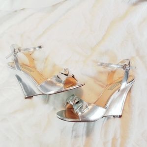 Betsey Johnson silver wedges